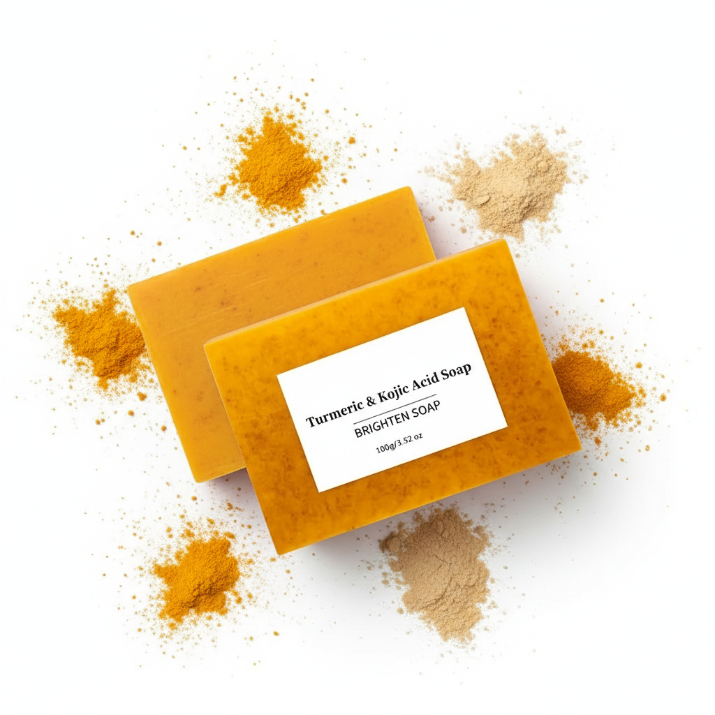Savon gommage à l'acide kojique au curcuma, savon froid fait à la main au gingembre, savon de bain et pour le visage, 2 pièces/100g
